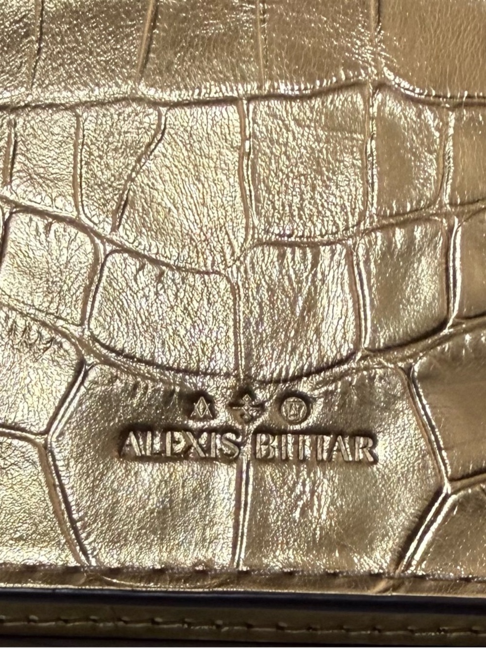 ALEXIS BITTAR Lioness Metallic Croc Embossed Leather Top-Handle Bag - Picture 11 of 12